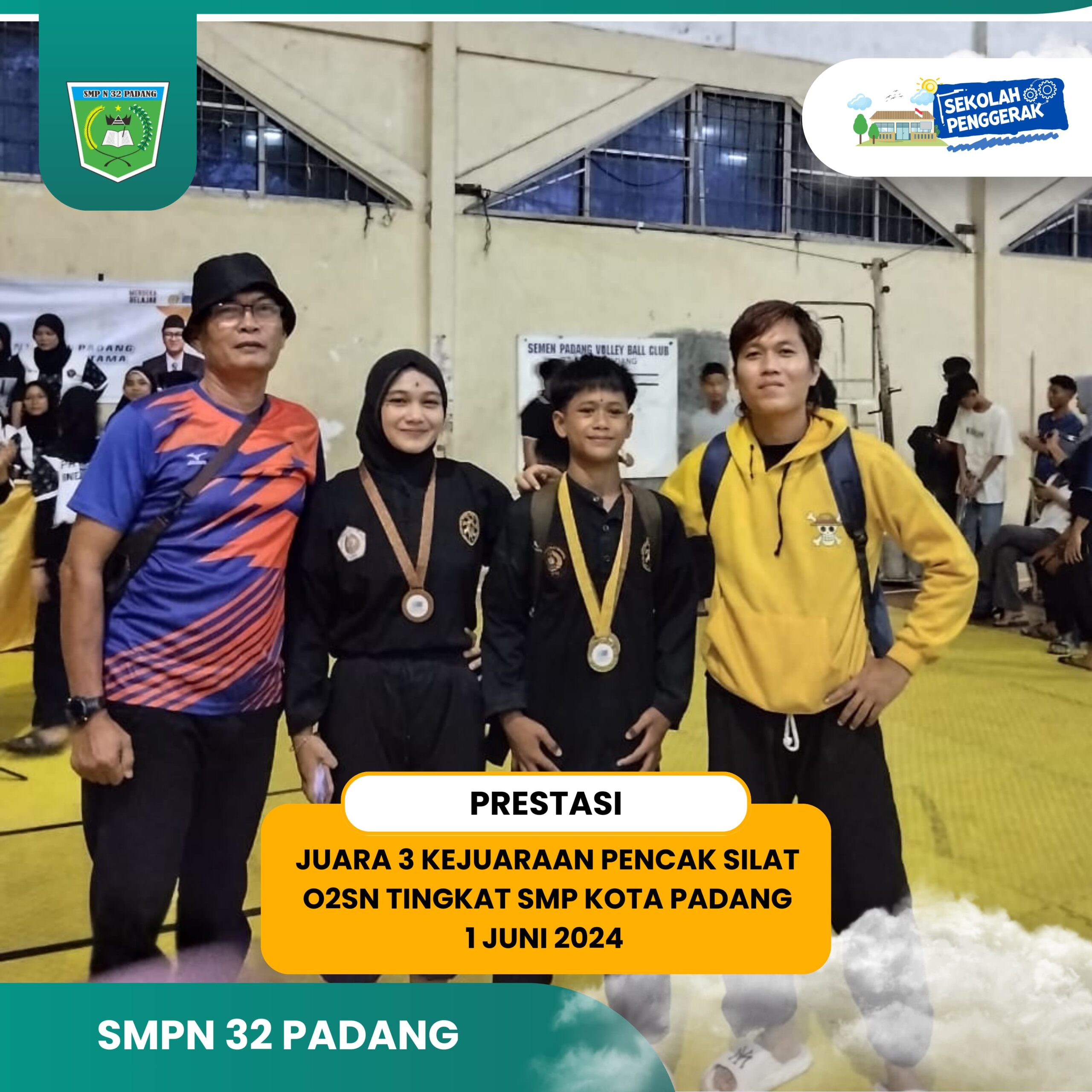 SMP Negeri 32 Padang Raih Juara 3 di Kejuaraan Pencak Silat O2SN Tingkat SMP Kota Padang